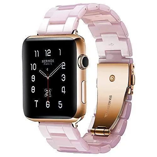 Apple Watch Band Rose Gold Pink Resin Strap iWatch Women Bracelet