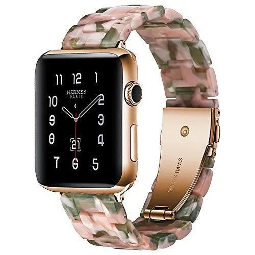 Apple Watch Band Rose Gold Pink Resin Strap iWatch Women Bracelet