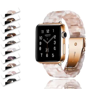 Apple Watch Band Rose Gold Pink Resin Strap iWatch Women Bracelet