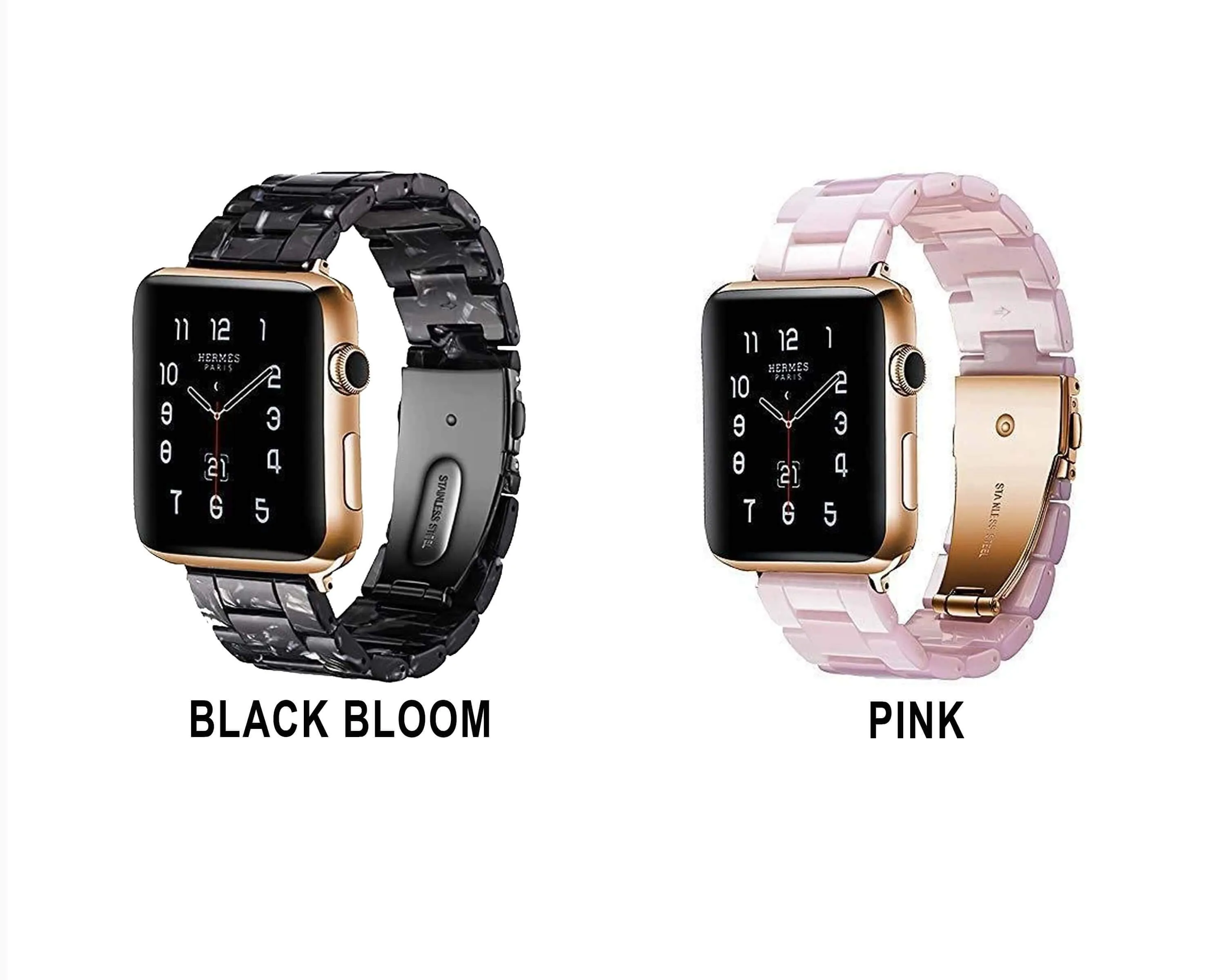 Apple Watch Band Rose Gold Pink Resin Strap iWatch Women Bracelet