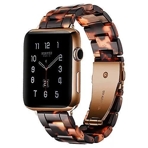 Apple Watch Band Rose Gold Pink Resin Strap iWatch Women Bracelet