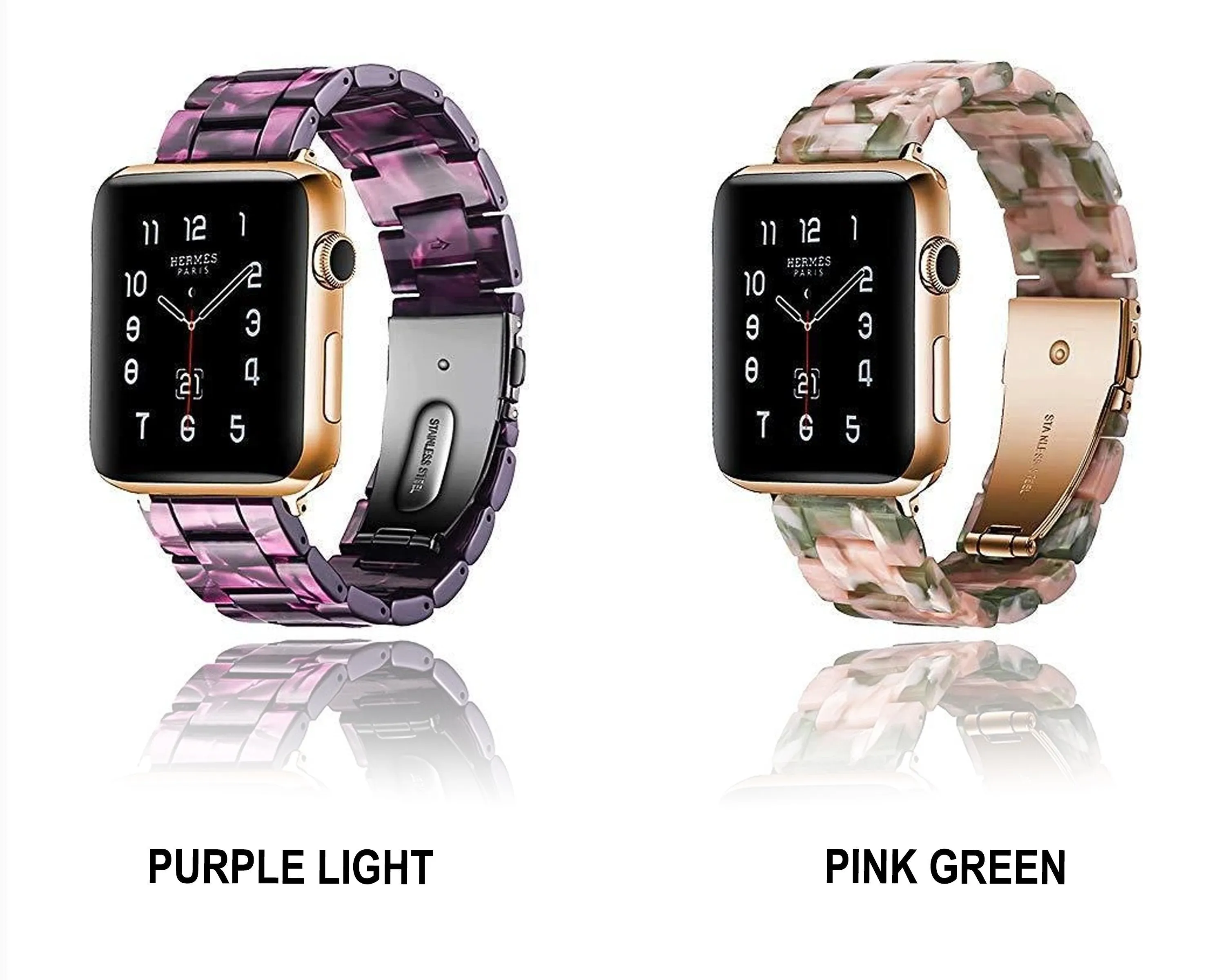 Apple Watch Band Rose Gold Pink Resin Strap iWatch Women Bracelet