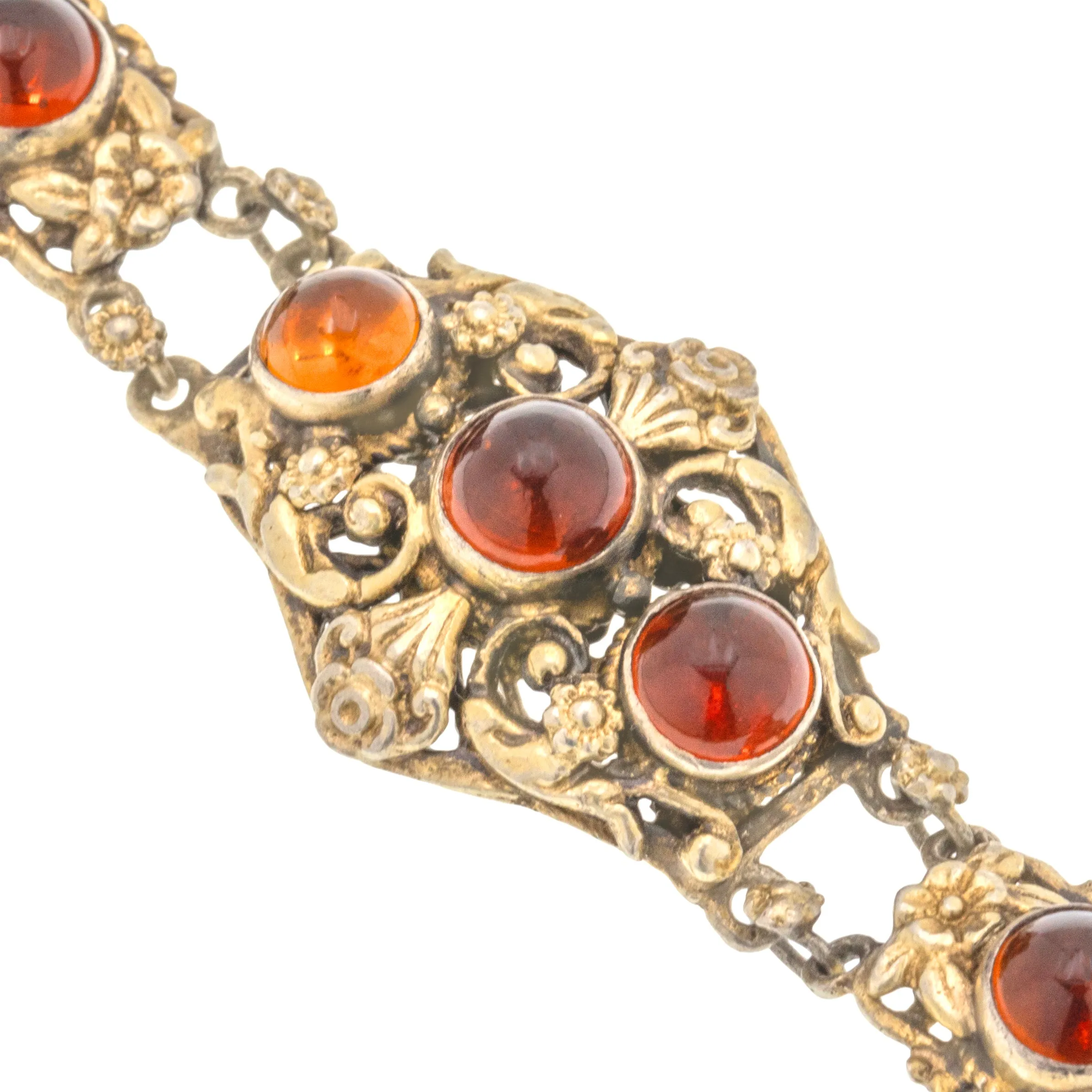 Austro-Hungarian Silver Madeira Citrine Flower Bracelet, 7.70ct