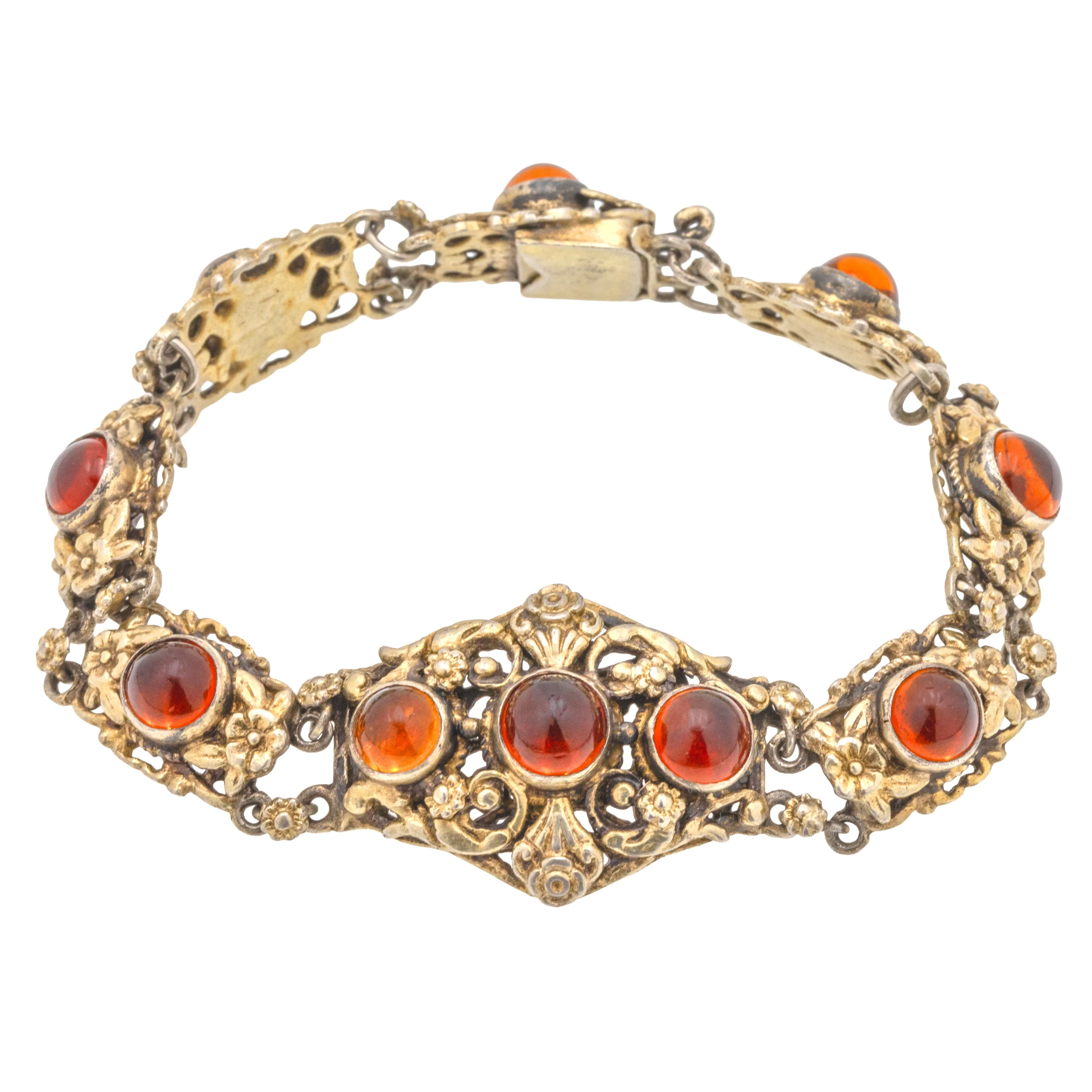 Austro-Hungarian Silver Madeira Citrine Flower Bracelet, 7.70ct