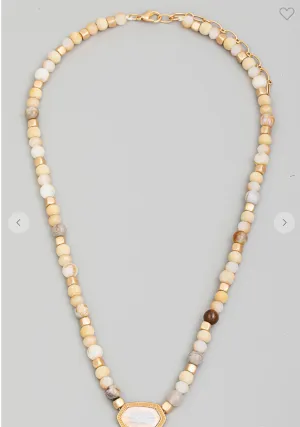 Ball Beaded Stone Necklace(2 colors)