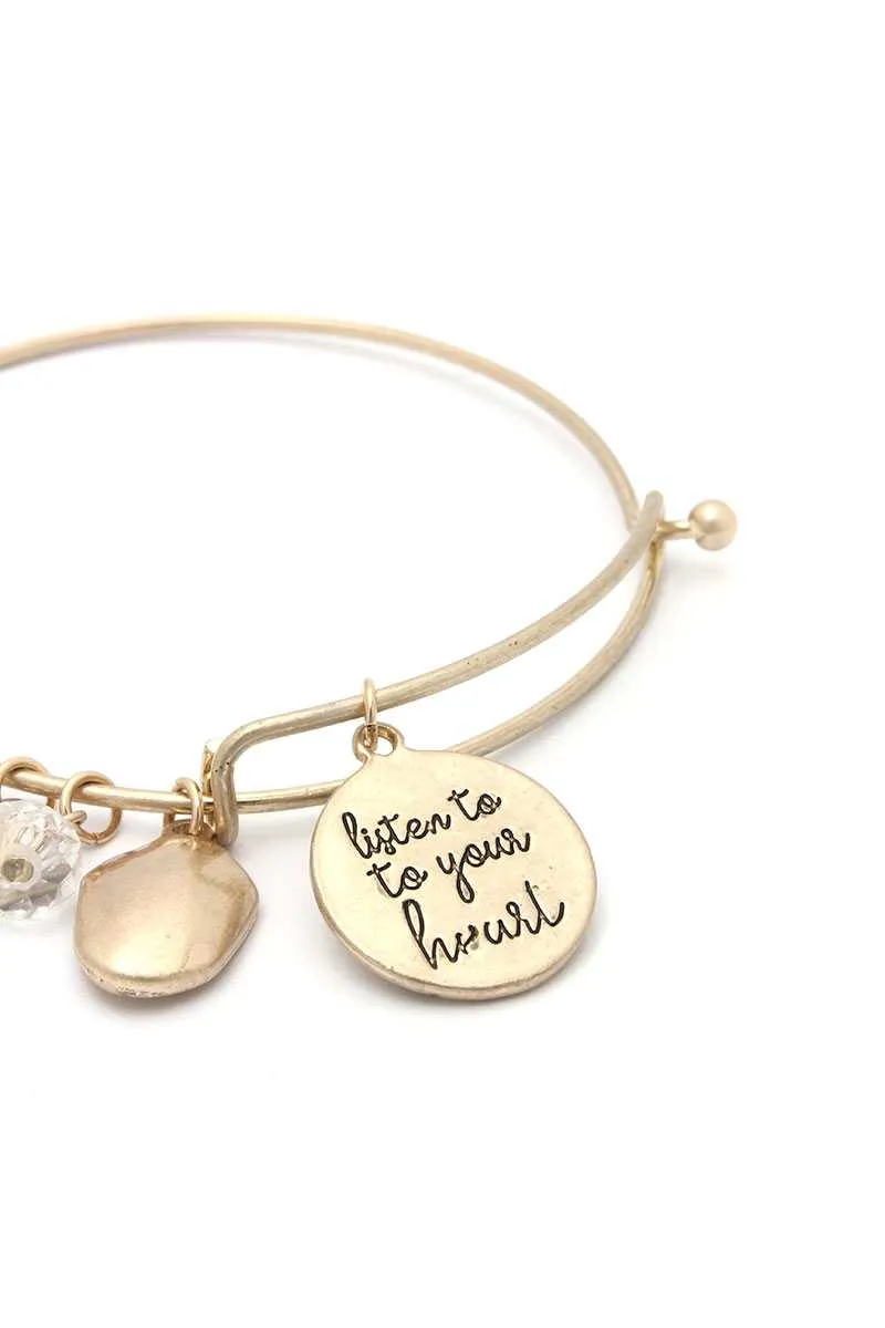 Baseball Charms Inspirational Bangle Bracelet