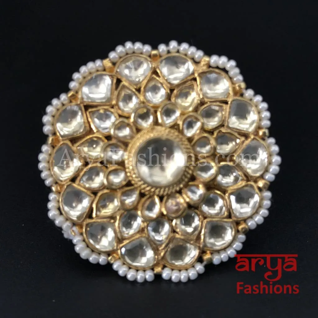 Beautiful Kundan Golden Ring