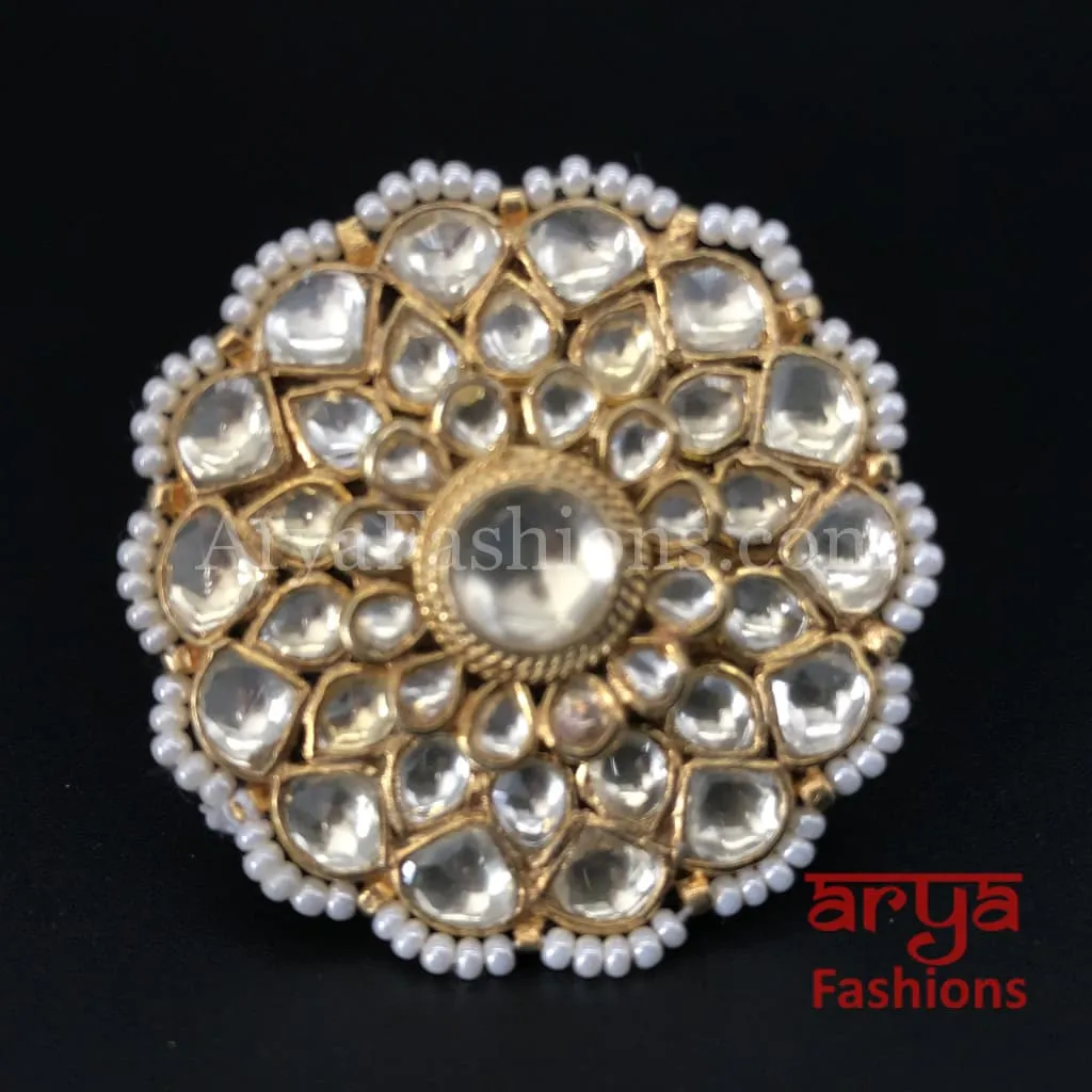 Beautiful Kundan Golden Ring