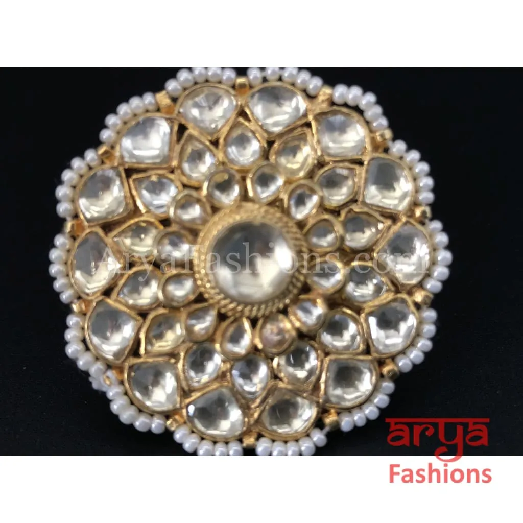 Beautiful Kundan Golden Ring