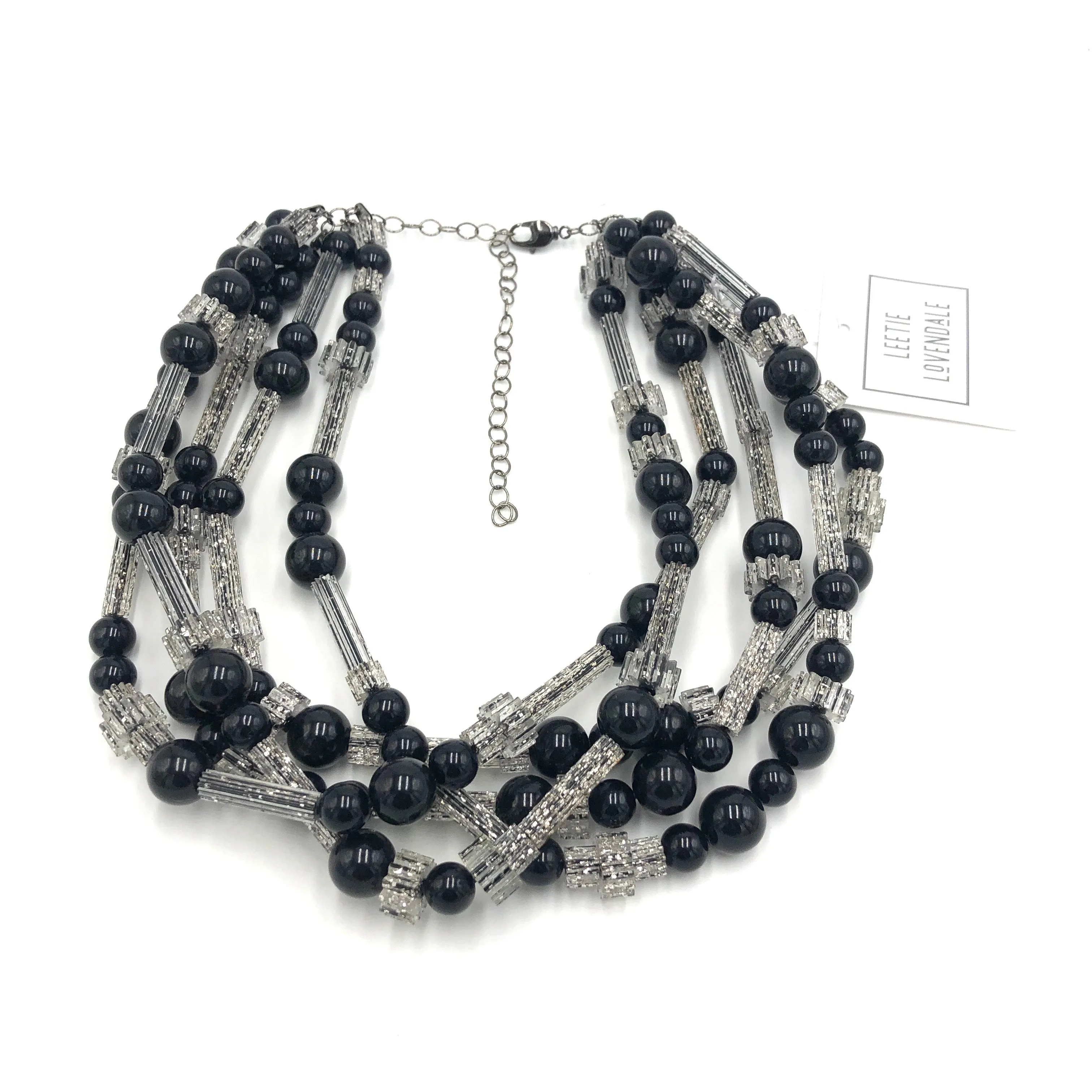 Black & Fractured Sparkle Sylvie Beaded Necklace