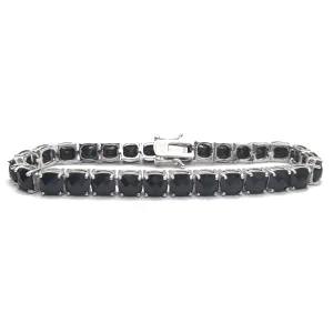 Black Onyx Cushion-Shape Tennis Bracelet (Silver)