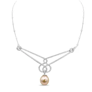 Boodles Diamond & Pearl Drop Pendant on Necklace - Platinum