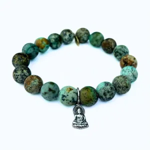 Buddha Bracelet | African Turquoise   Silver Buddha Charm