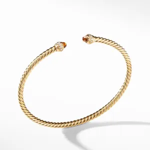 Cable Spira Bracelet in 18K Gold with Madeira Citrine and Diamonds, 3mm