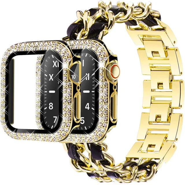 Case   Strap Series 6 5 4 3 Metal Cuban Link Bracelet Wristband