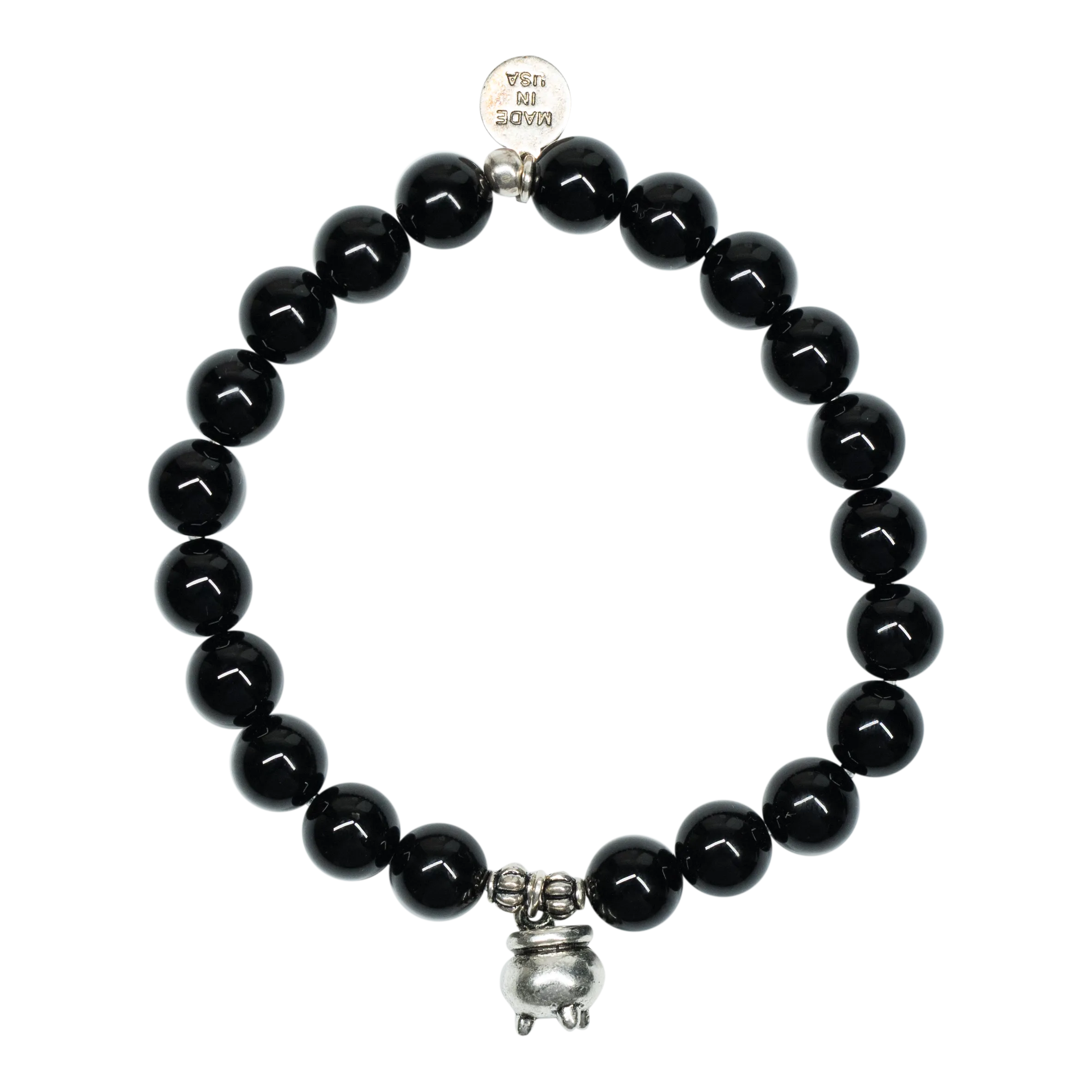 Cauldron | Stone Beaded Charm Bracelet | Onyx - Intention