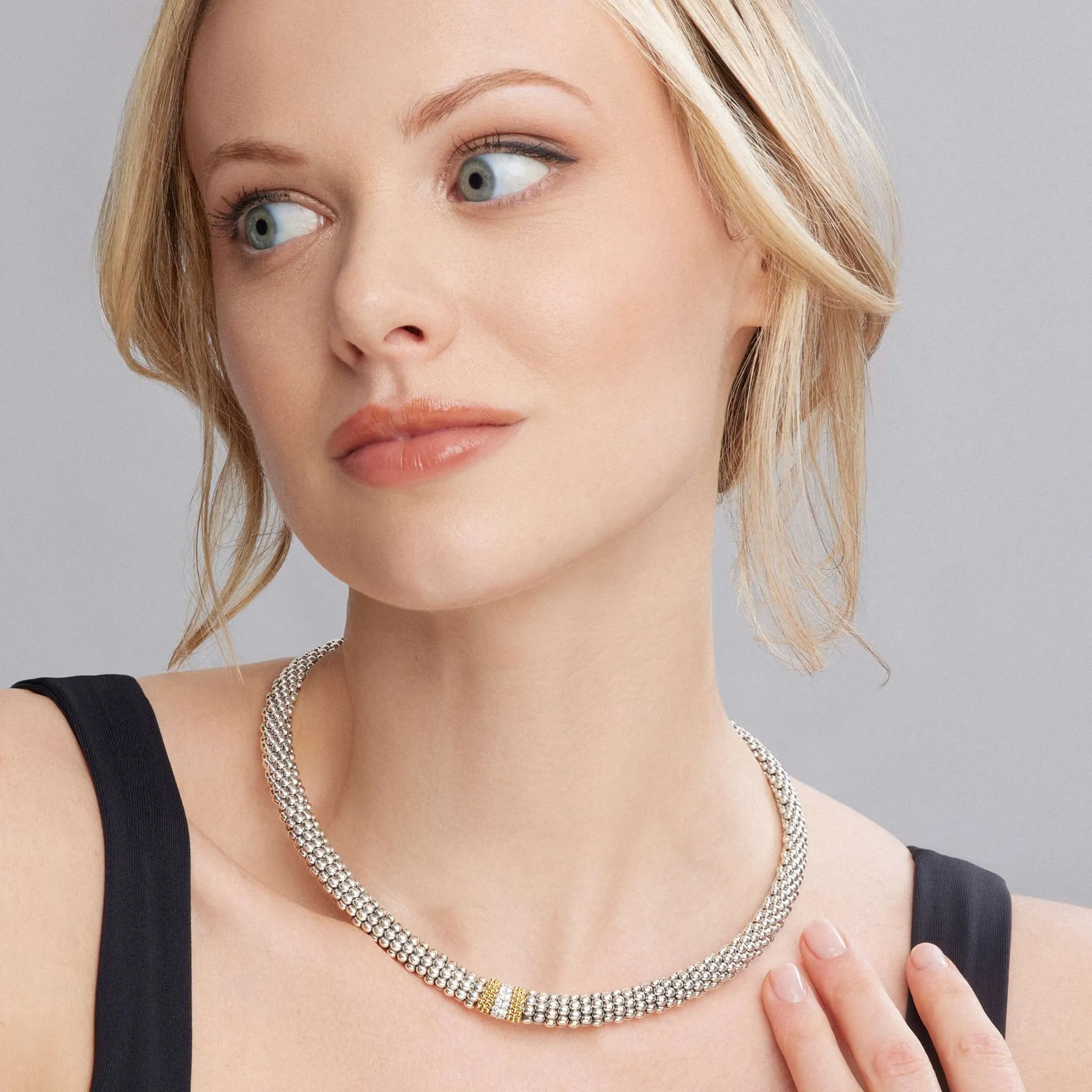 Caviar Lux Single Station Diamond Caviar Necklace