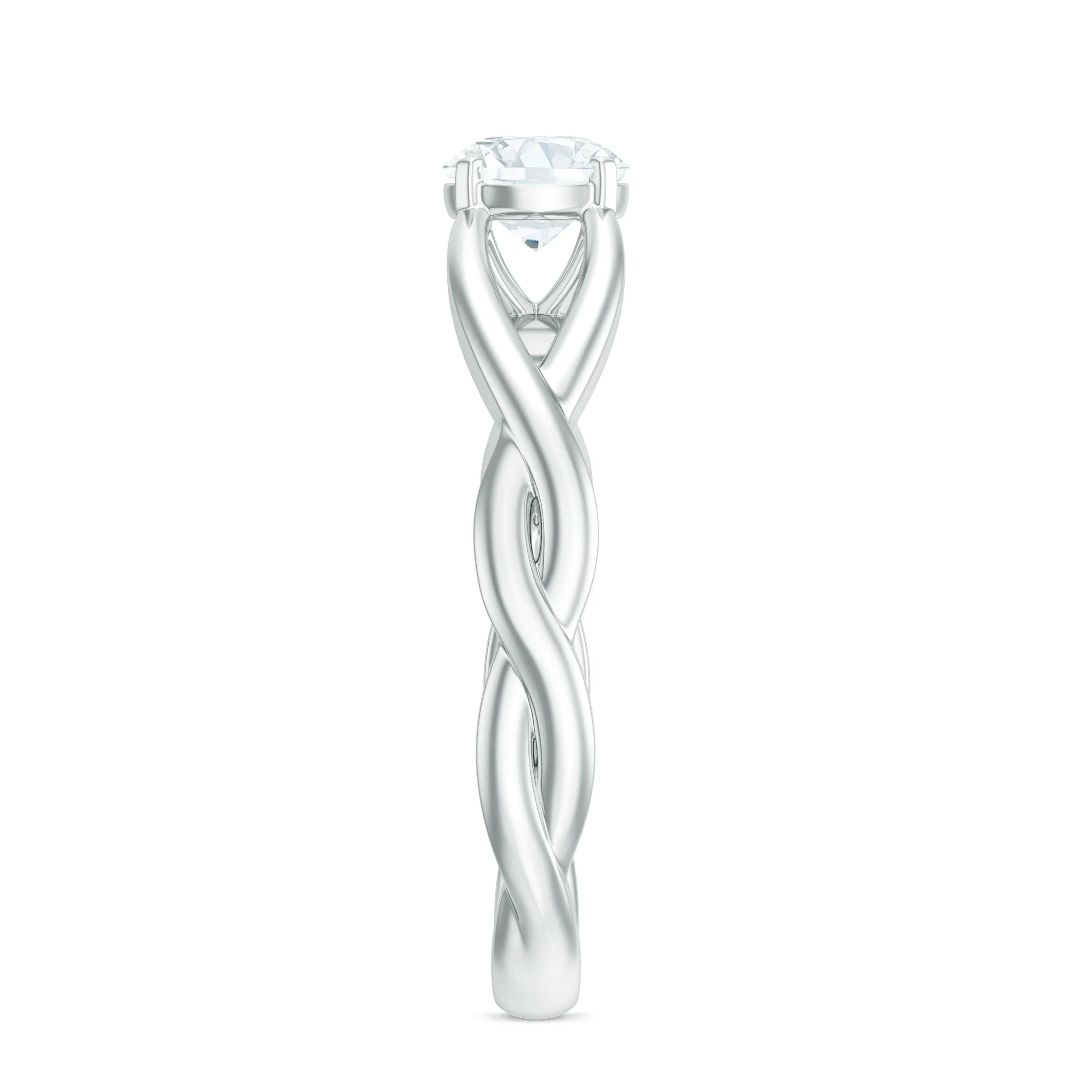 Certified Zircon Solitaire Ring with Crossover Shank