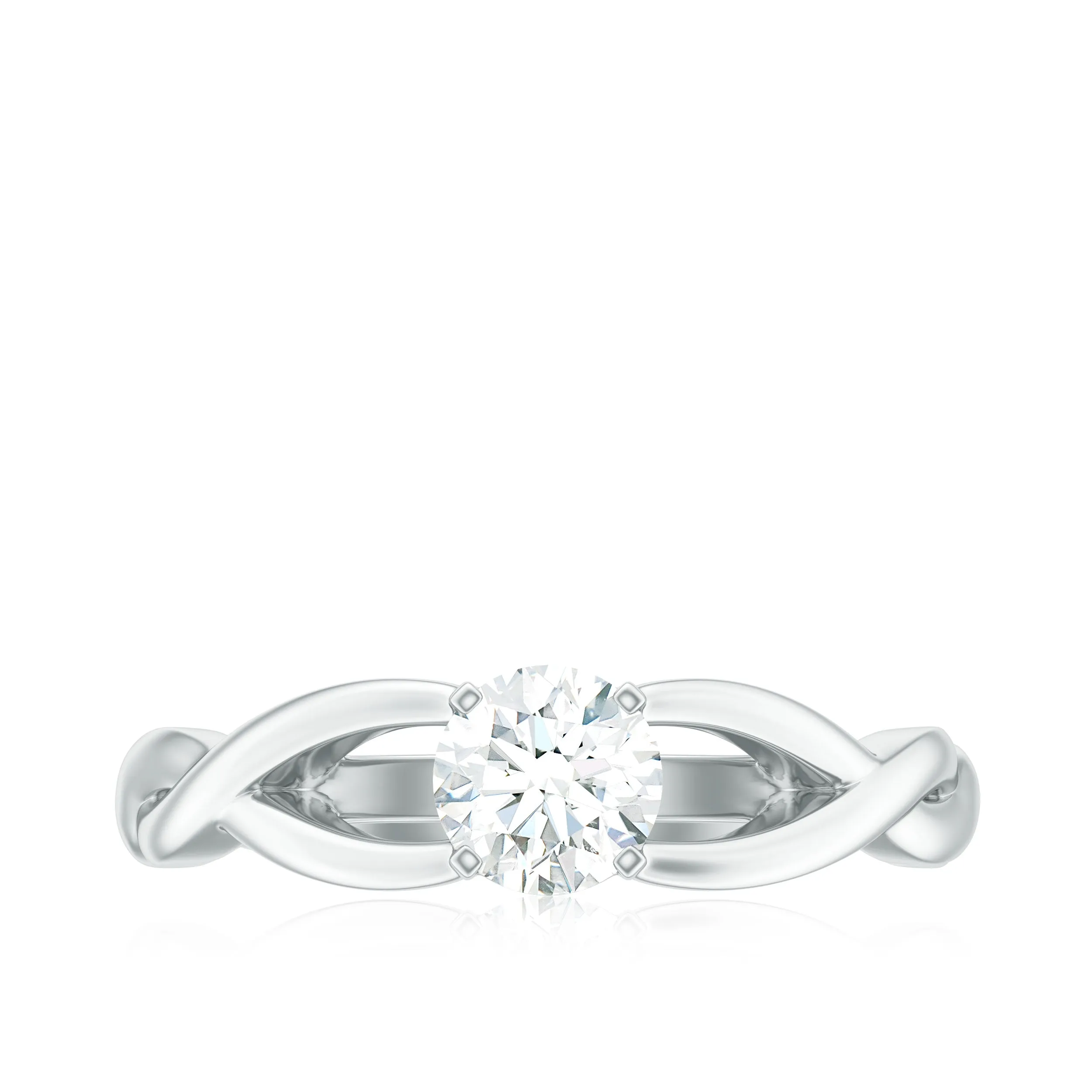 Certified Zircon Solitaire Ring with Crossover Shank