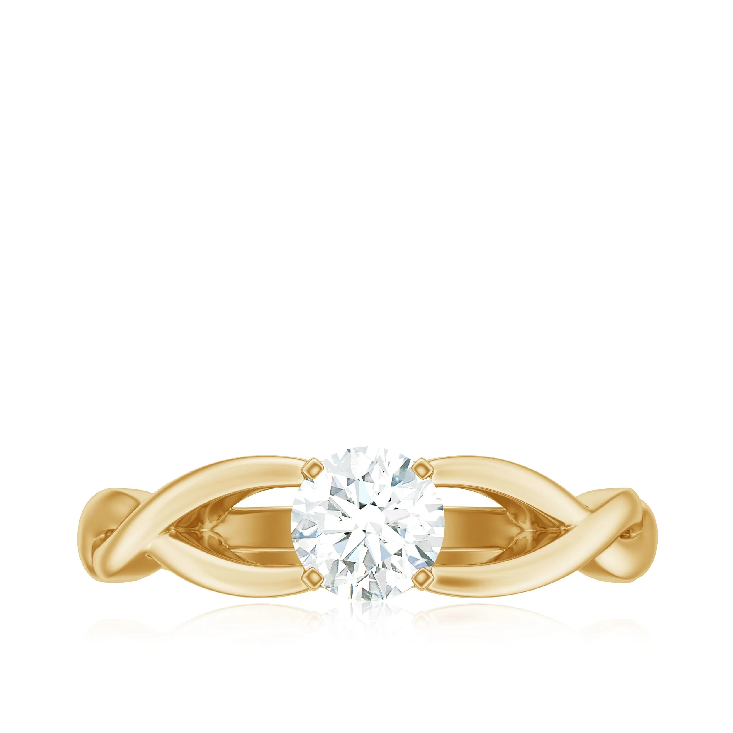 Certified Zircon Solitaire Ring with Crossover Shank