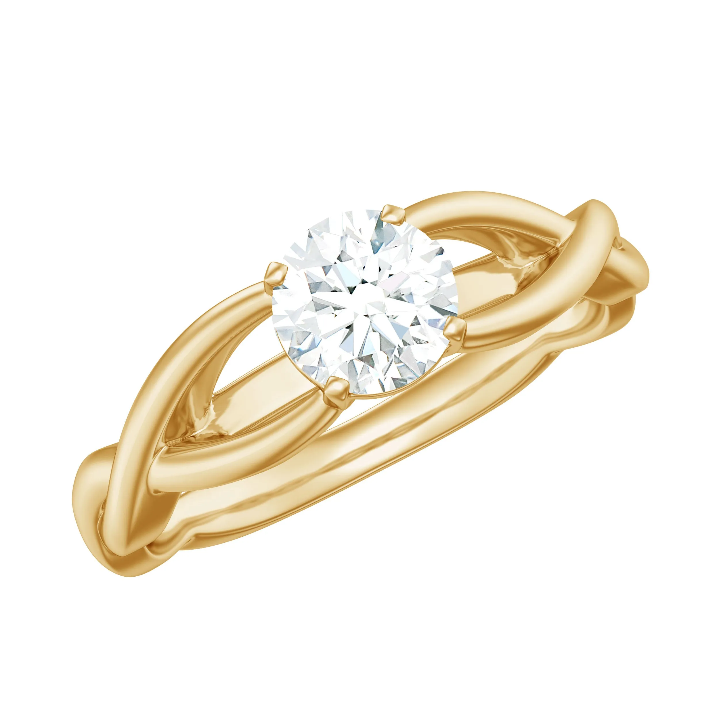 Certified Zircon Solitaire Ring with Crossover Shank