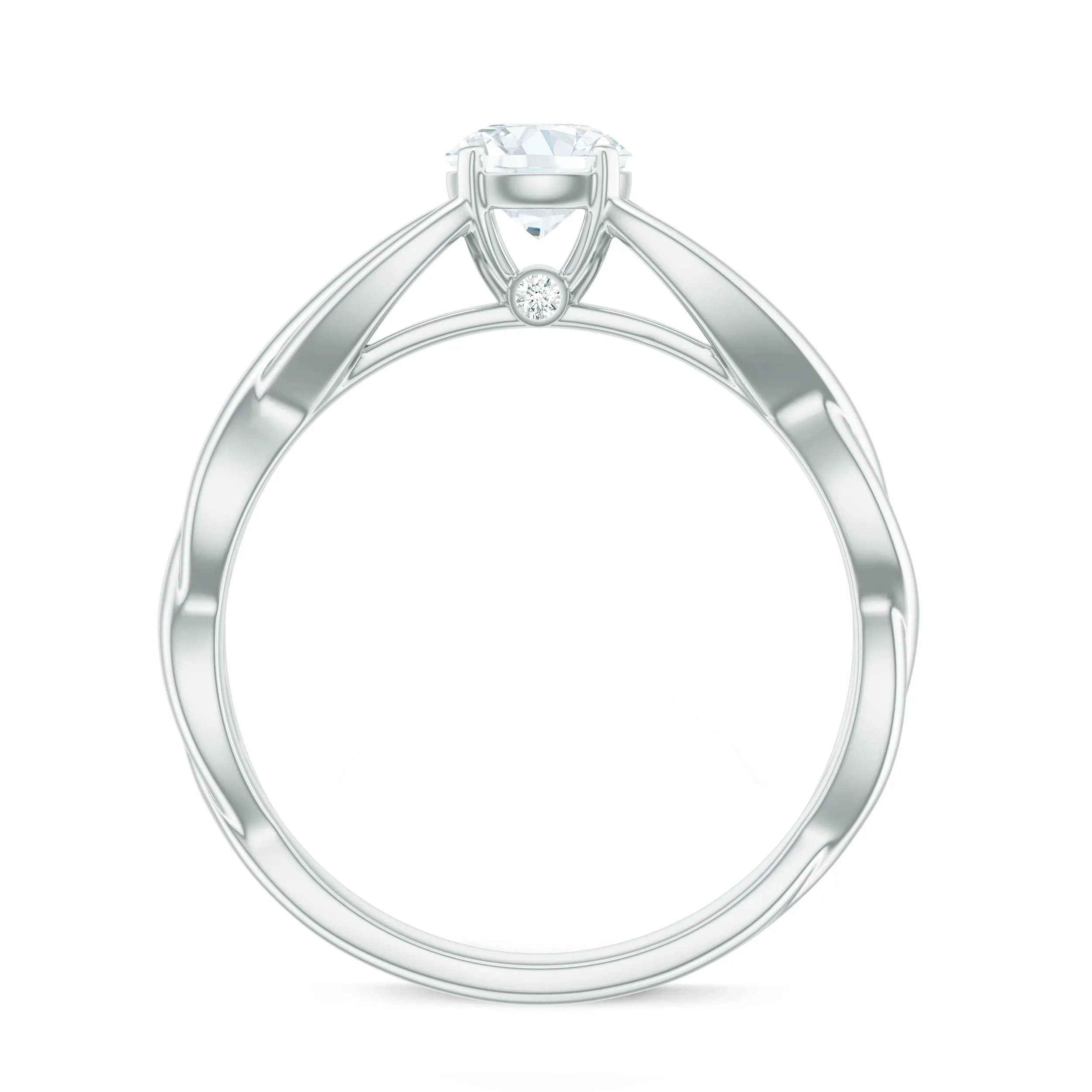 Certified Zircon Solitaire Ring with Crossover Shank