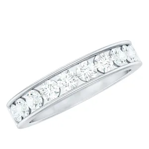 Channel Set Moissanite Unisex Semi Eternity Band