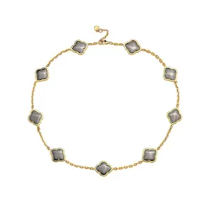 Charles Krypell Hematite Les Fleurs Necklace in 18K Yellow Gold