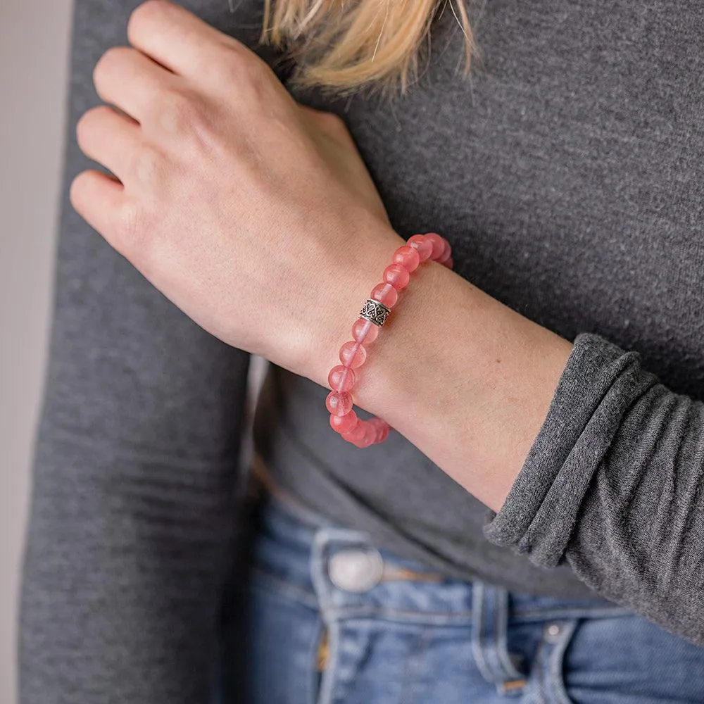 Cherry Quartz Gemstone Bracelet 8mm