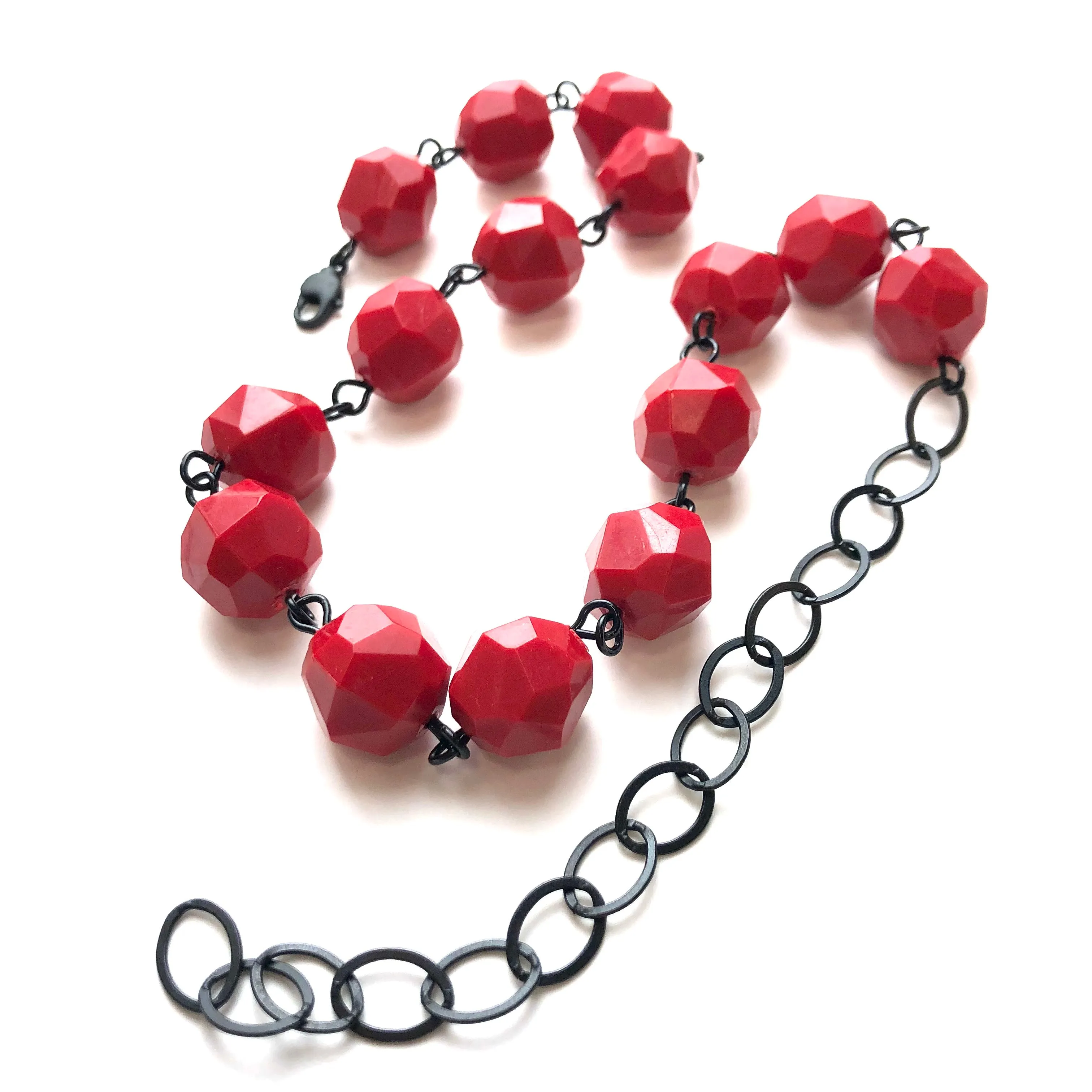 Cherry Red Faceted Bead Amelia Necklace *