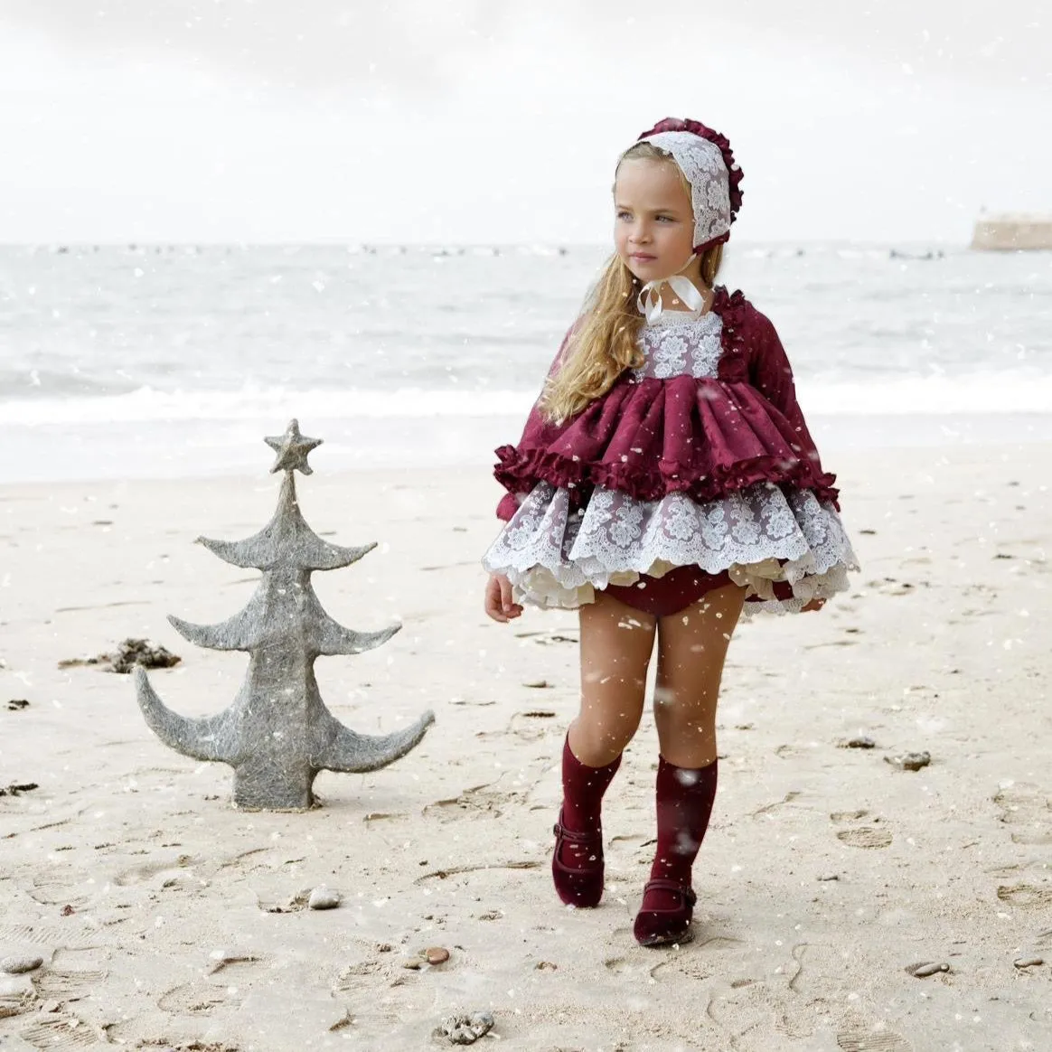 Christmas Garnet Lace Dress