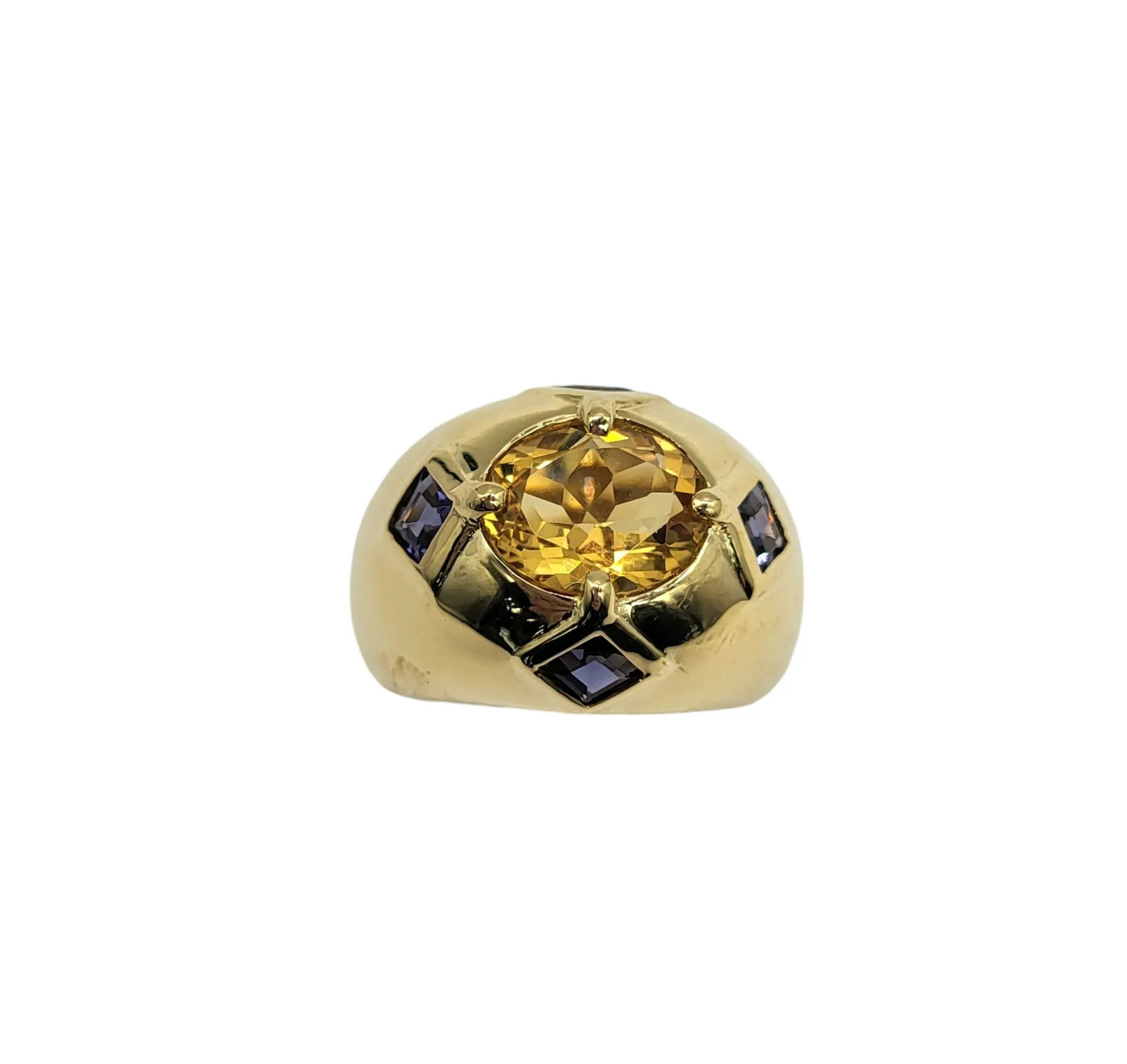 Citrine and Tanzanite Domed Ring in 18 Karat Gold