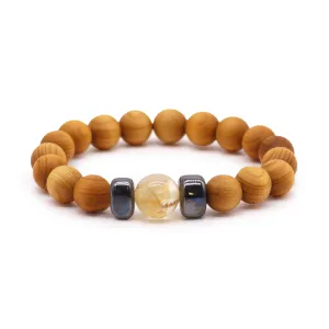 Citrine Gemstone Cedarwood Bracelet - Solar Plexus Chakra