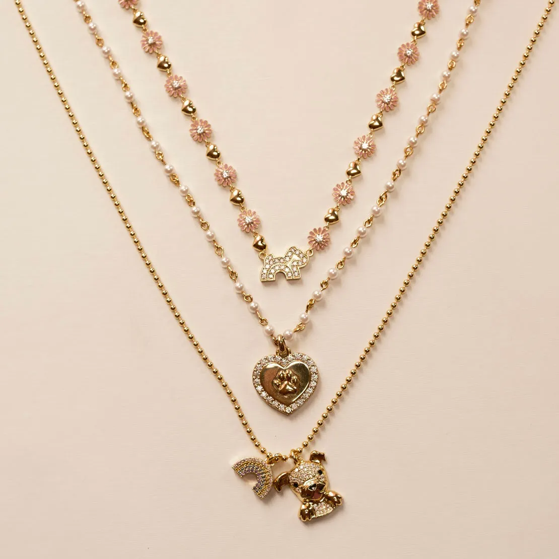 Cloud Haven Faux Pearl Heart Pendant Necklace