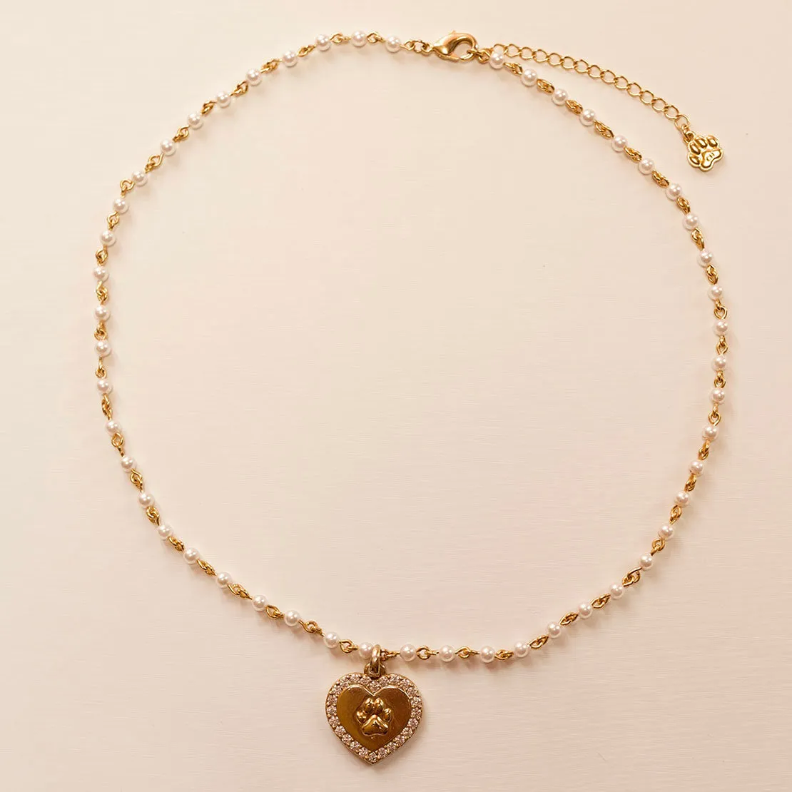 Cloud Haven Faux Pearl Heart Pendant Necklace