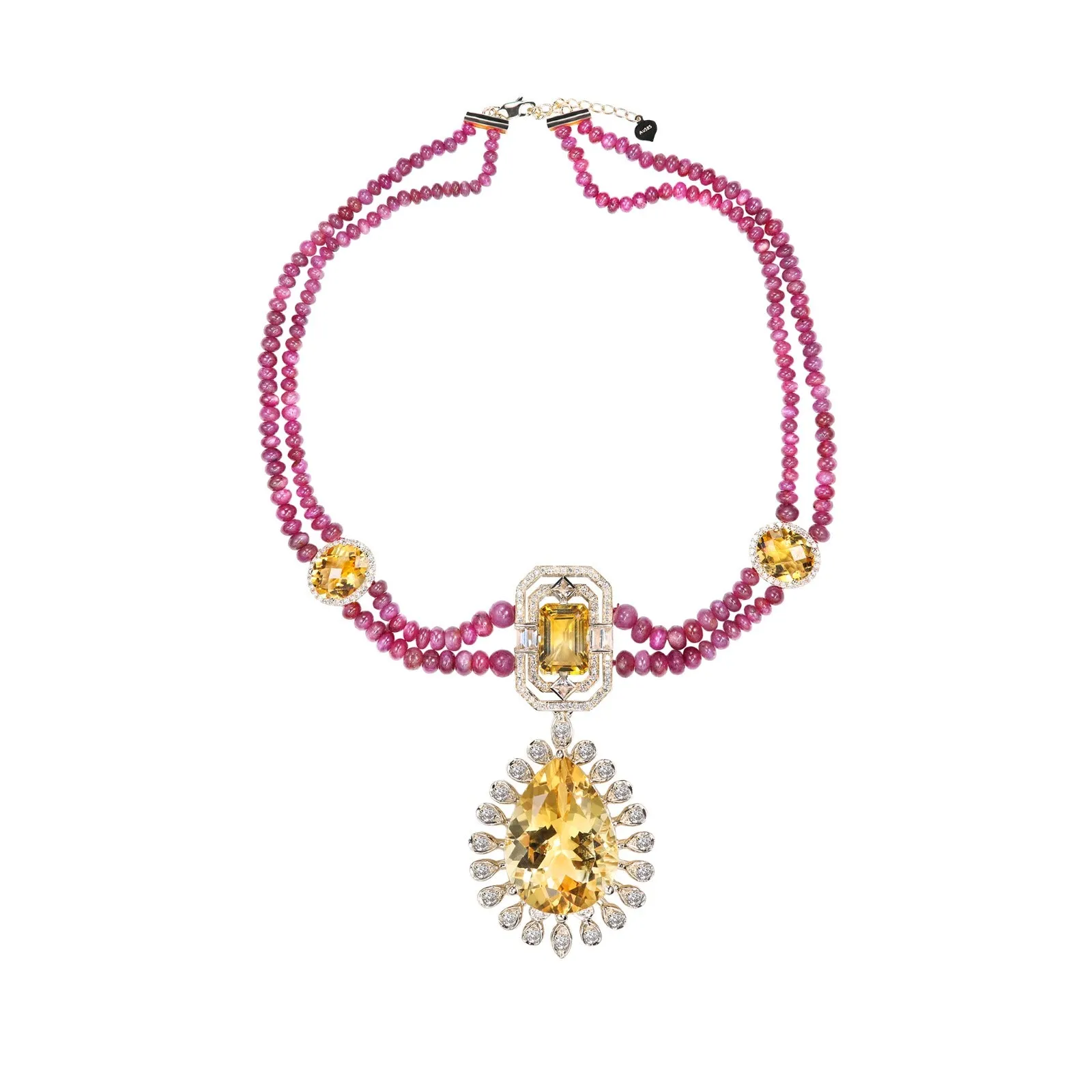 Colour Gemstone White Diamond Necklace