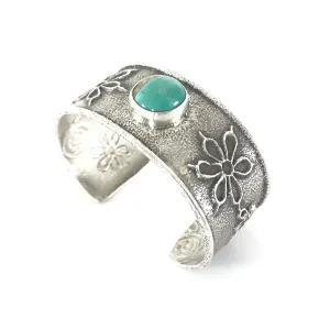 Cordell Pajarito Tufa Cast Dragonfly and Floral Turquoise Bracelet