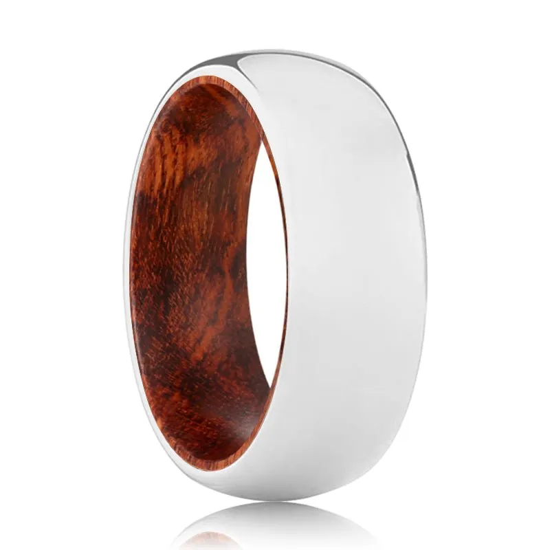 COVEN | Snake Wood, Silver Tungsten Ring, Shiny, Domed