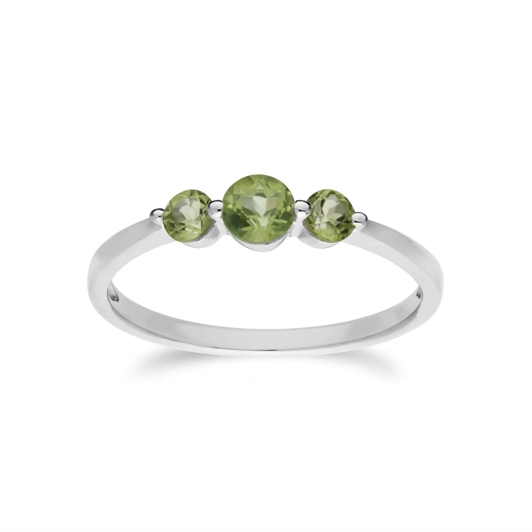 Damen Sterlingsilber Drei Stein Peridot Rund Farbverlauf Ring - Peridot