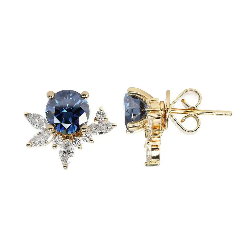 Delilah Blue Moissanite & Lab Grown Diamonds Si Dian Jin in 18K Gold