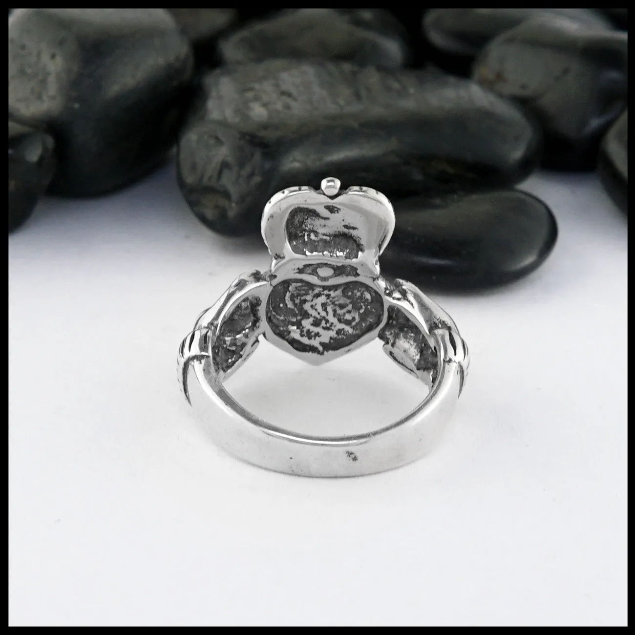 Detailed Silver Claddagh Ring