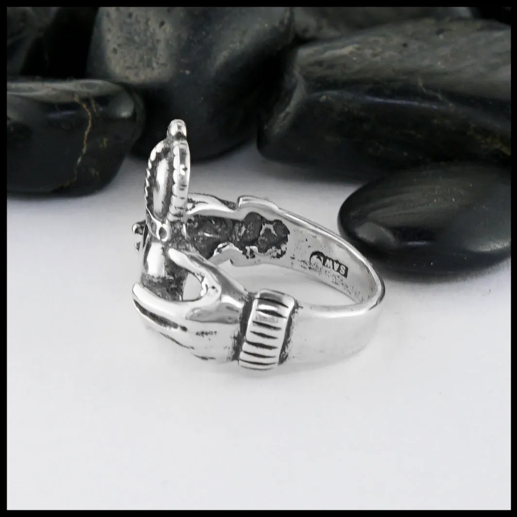 Detailed Silver Claddagh Ring