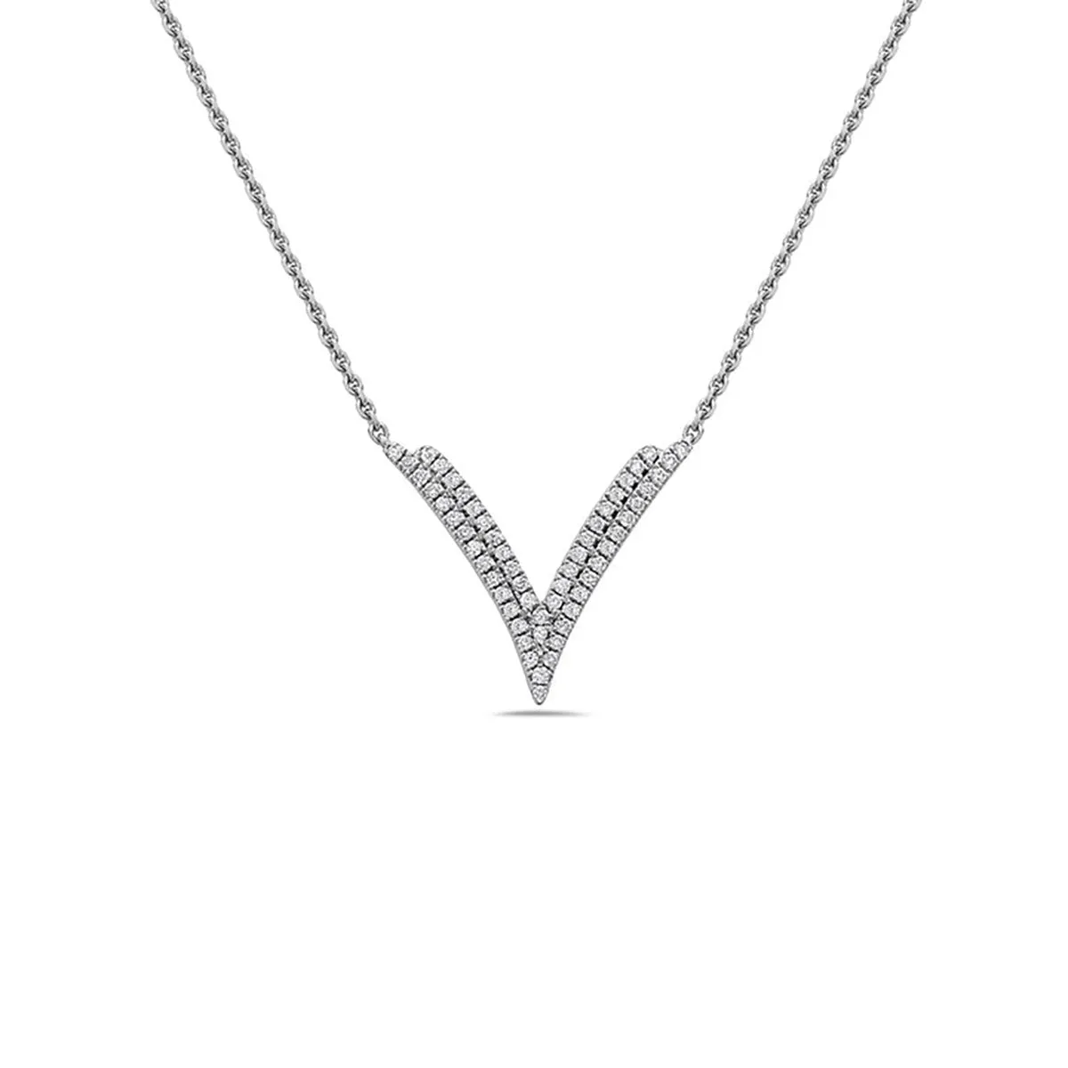 Double V Diamond Pendant Necklace