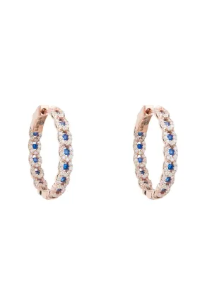 Duchess Hoop Earrings Rosegold Sapphire Blue