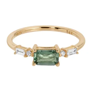 Emerald Cut Green Sapphire Etude Ring (ready to ship option)*