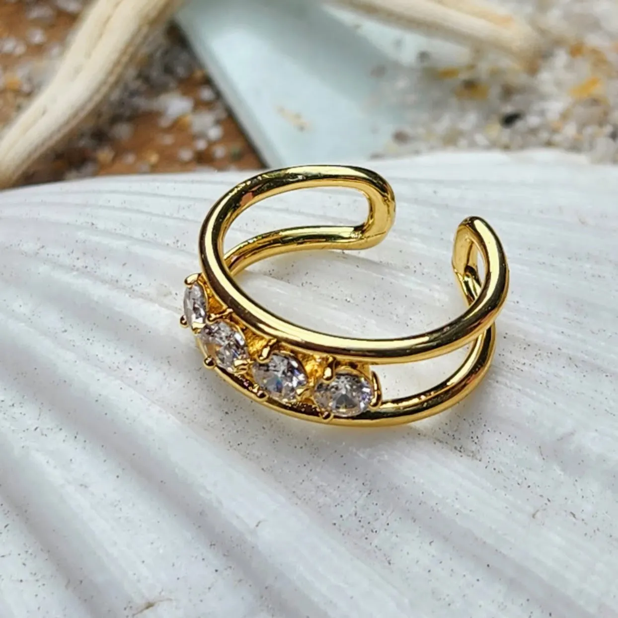 FOUR SUNS  - WATERPROOF ADJUSTABLE GOLD RING