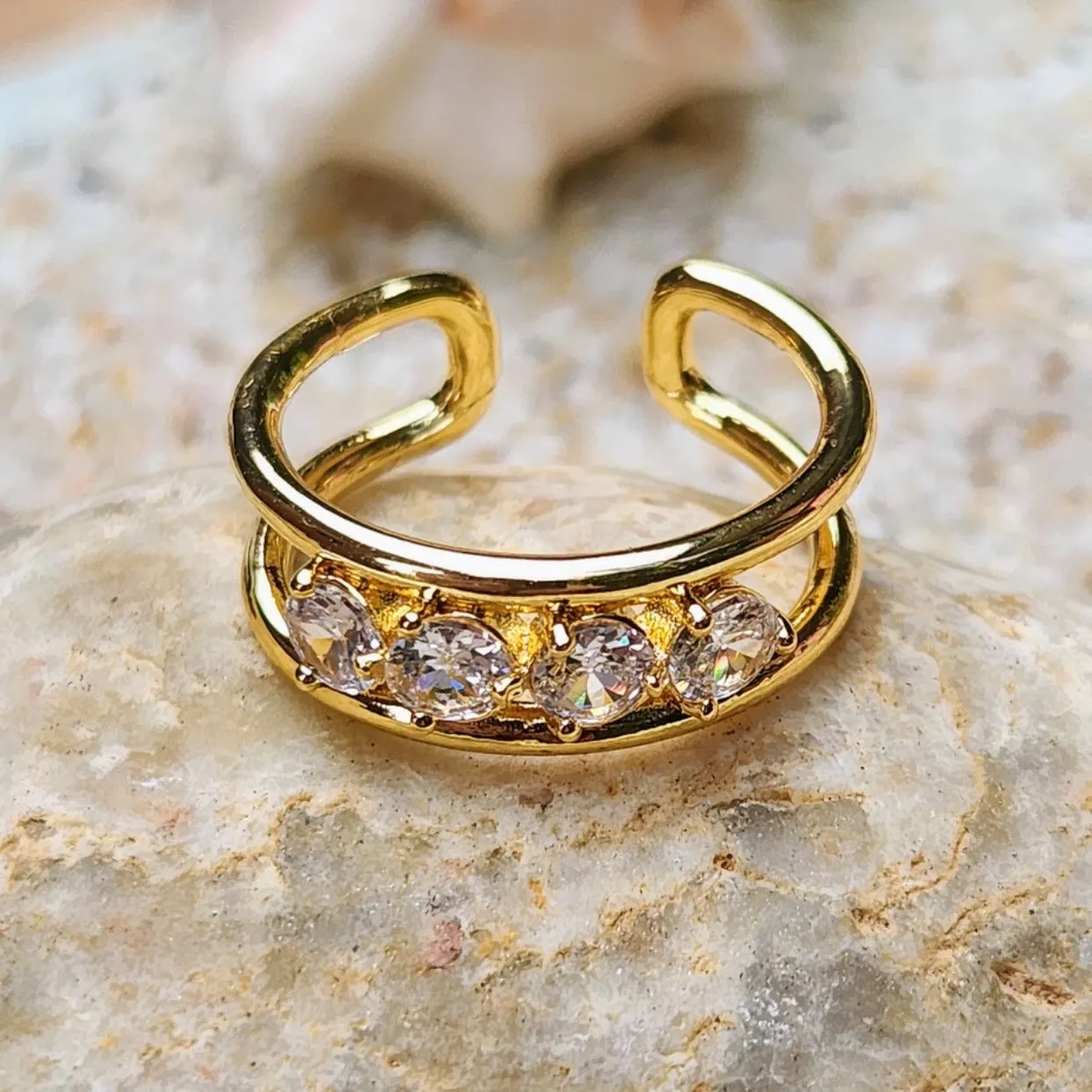 FOUR SUNS  - WATERPROOF ADJUSTABLE GOLD RING