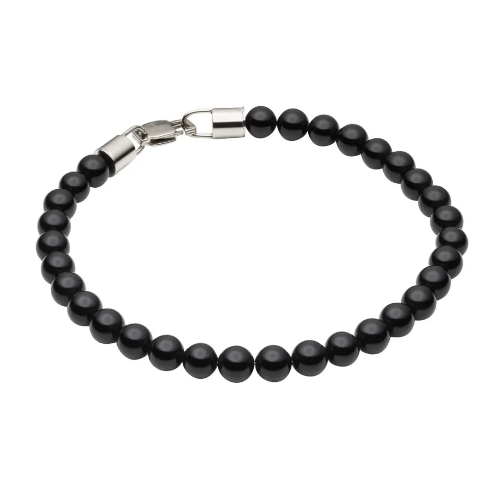 Fred Bennett Black Onyx Bead Mens Bracelet B5425B