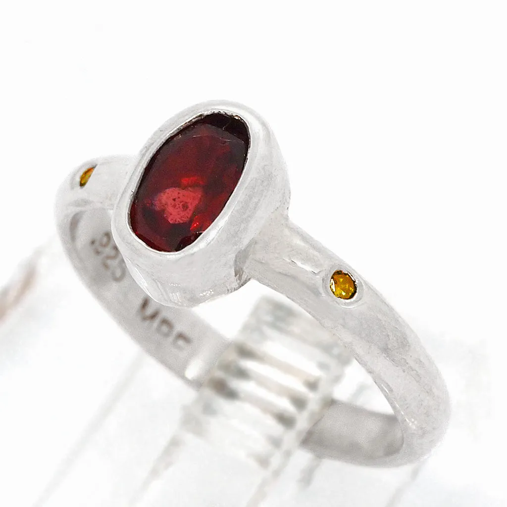 Garnet & Diamond Ring (size 6 1/2)