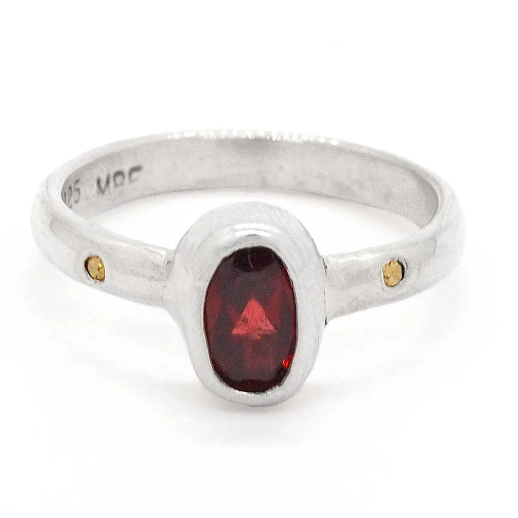 Garnet & Diamond Ring (size 6 1/2)